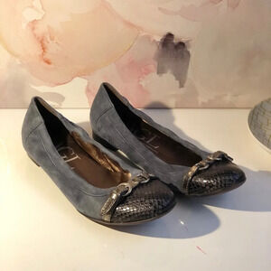 . AGL Black Snake Print Cap Toe Monika Flats -38